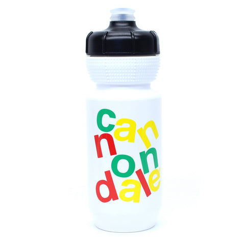 Cannondale Gripper Water Bottle Stacked Logo White w/ Rasta 600ml/21oz CP5302U10