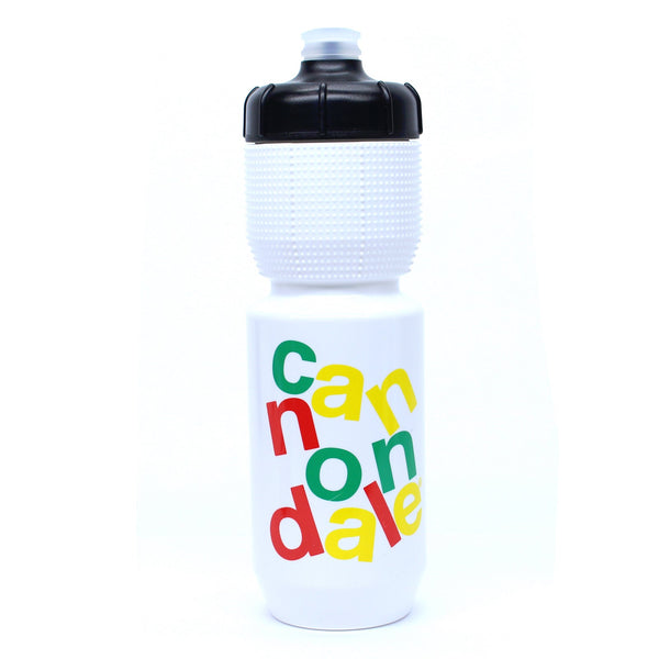 Cannondale Gripper Water Bottle Stacked Logo White w/ Rasta 750ml/25oz CP5302U10