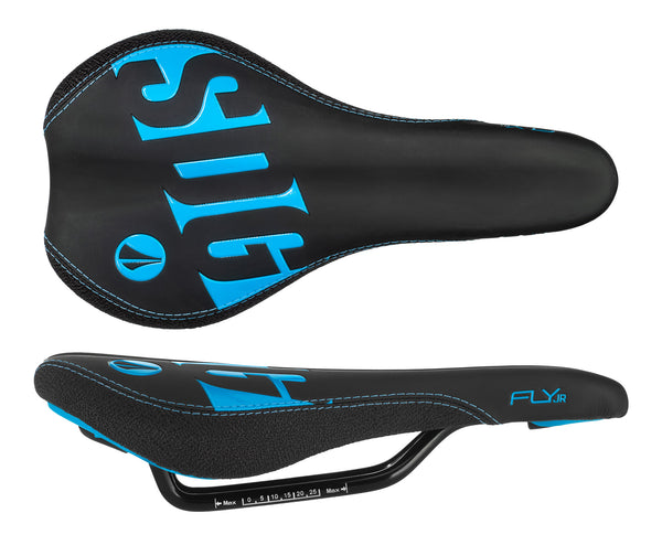 SDG Fly Jr Junior Saddle, Steel Rails - Blk/Cyan