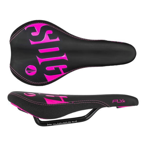 SDG Fly Jr Junior Saddle, Steel Rails - Black w/ Pink