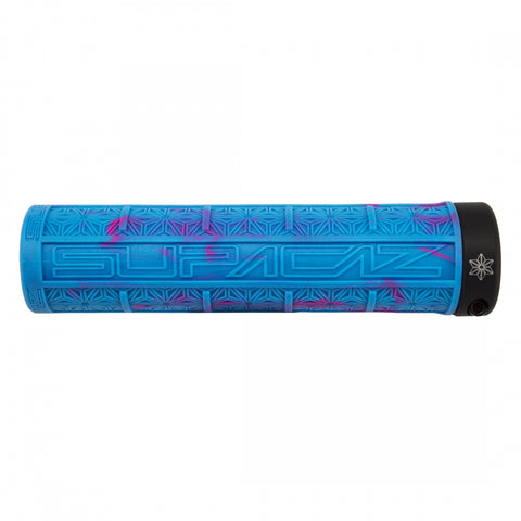 SUPACAZ Grizips Lock-On Grips Neon Blue and Pink Splash/Black