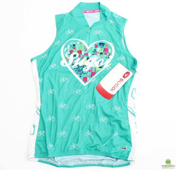 Sugoi Women's I Heart Bikes S/L Jersey Light Jade Medium