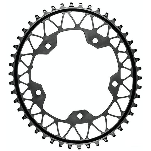 Absolute Black 5x110BCD Gravel 1X oval chainring, 44T - black