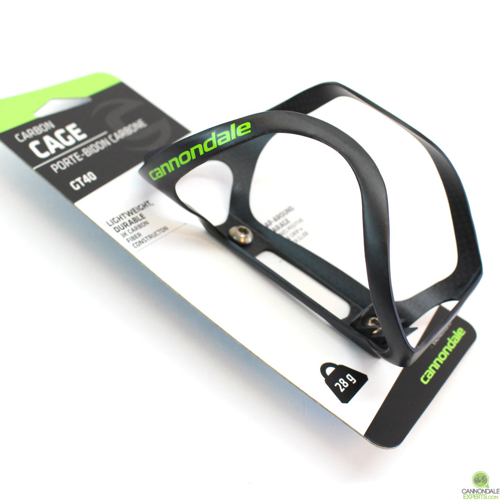 Cannondale GT40 Carbon Water Bottle Cage Carbon/Green - Only