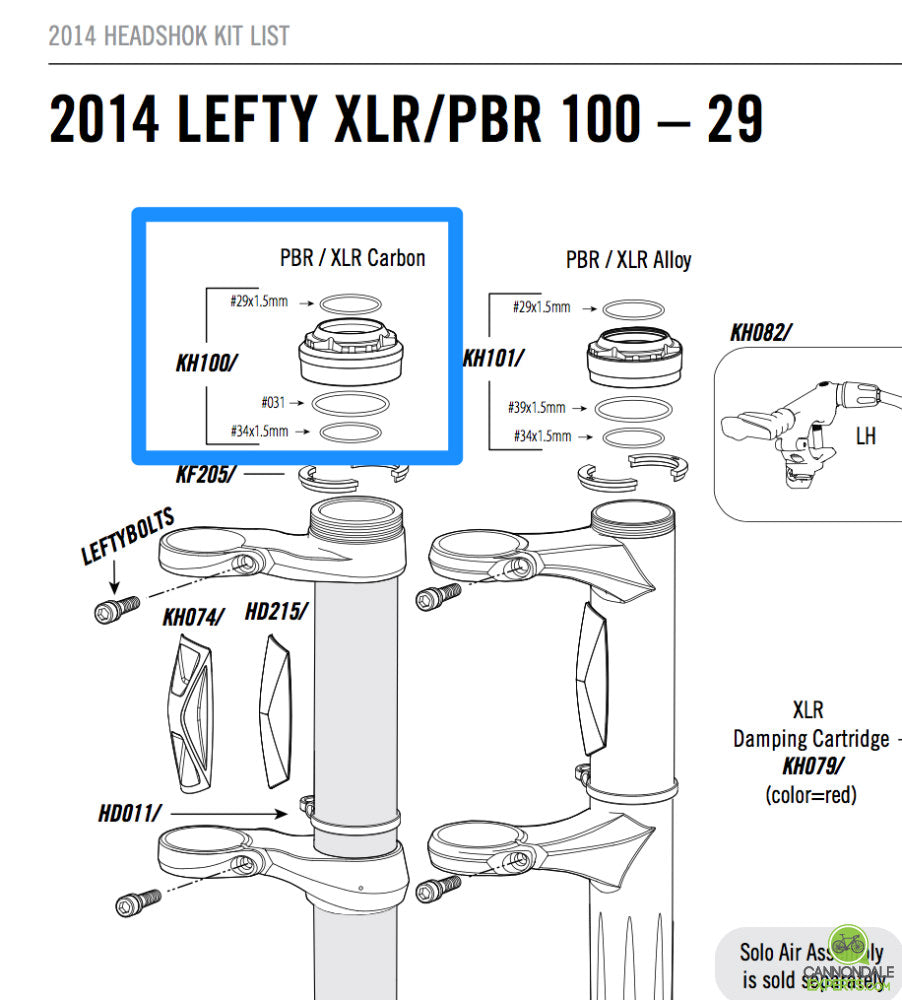 Cannondale Lefty Upper Collar Kit for XLR/PBR Carbon Structure