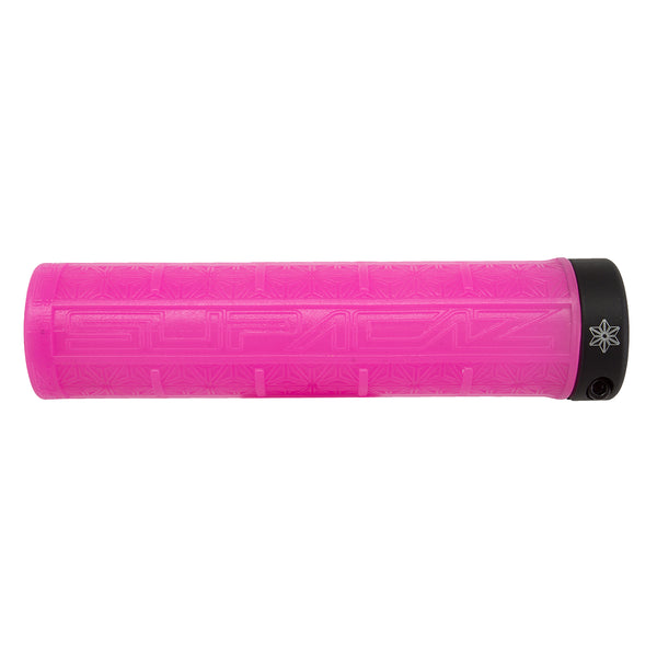 SUPACAZ Grizips Lock-On Grips Neon Pink Clear/Black
