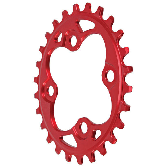 Absolute Black 104 Oval chainring, 64BCD 26T - red
