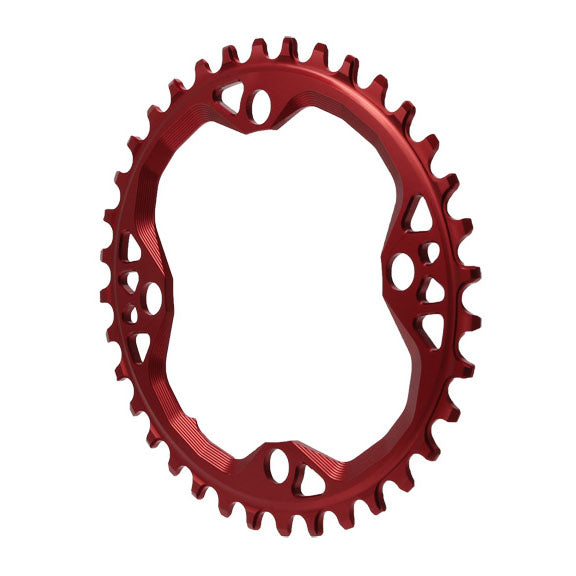 Absolute Black 104 Oval chainring, 104BCD 36T - red