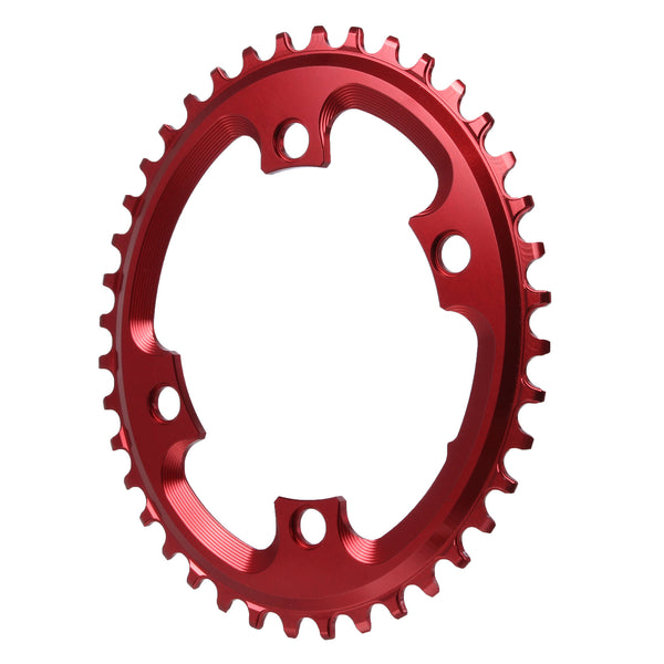 Absolute Black 110BCD asymmetric CX oval chainring, 40T - red