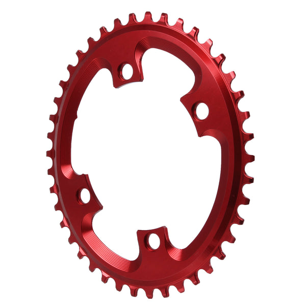 Absolute Black 110BCD asymmetric CX oval chainring, 42T - red