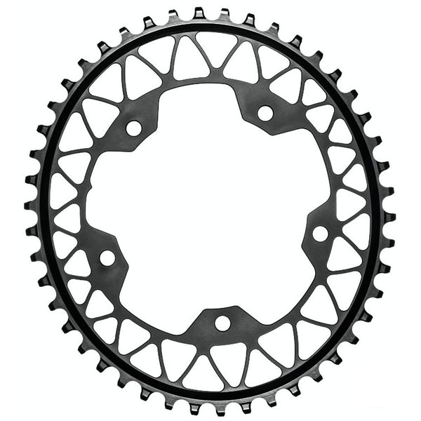 Absolute Black 5x110BCD Gravel 1X oval chainring, 46T - black