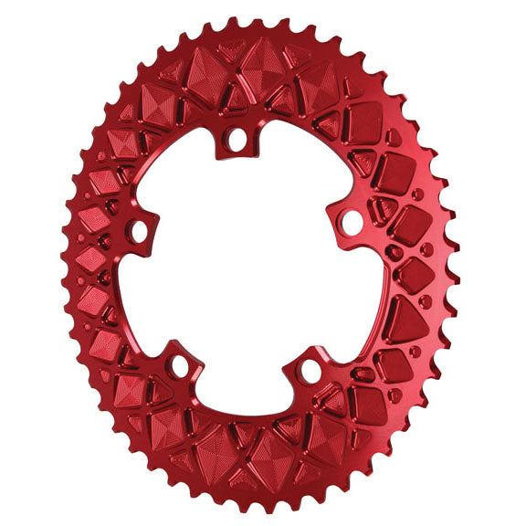 Absolute Black Premium oval road chainring, 5x110BCD 50T - red