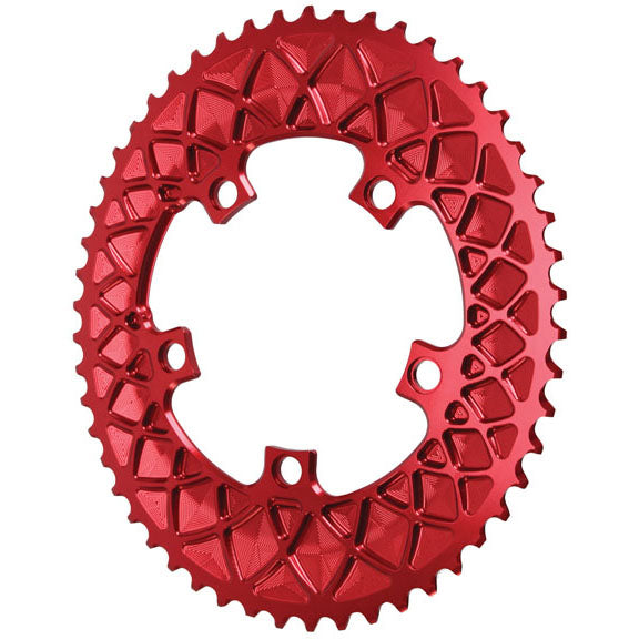 Absolute Black Premium oval road chainring, 5x110BCD 52T - red