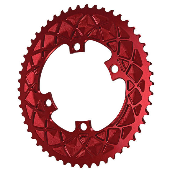 Absolute Black Premium oval road chainring, 4x110BCD 52T - red