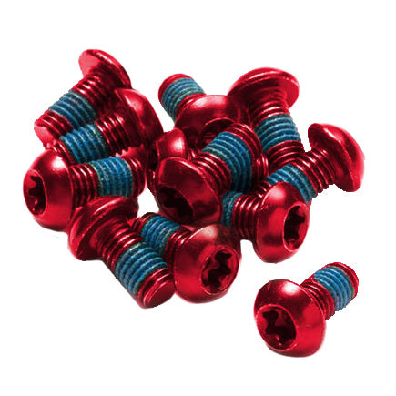 Reverse Disc Rotor Bolts, M5x10, 12/Pack - Red