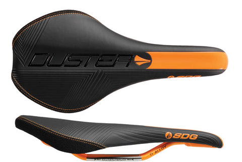 SDG Duster P Mtn saddle, Ti-Alloy rails - blk/orange