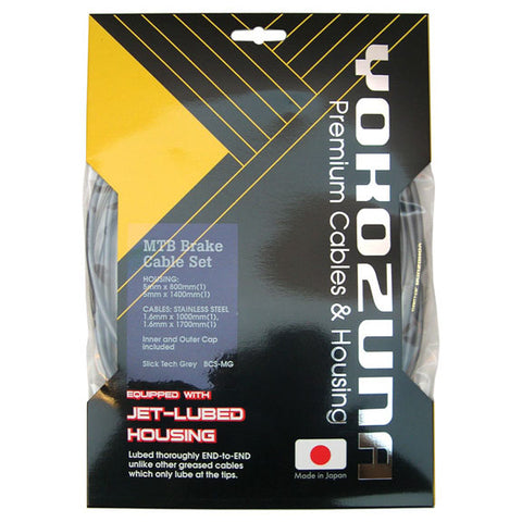 Yokozuna Premium 2x Cable/Casing Kit, 4mm Derail - F/R Set Blk